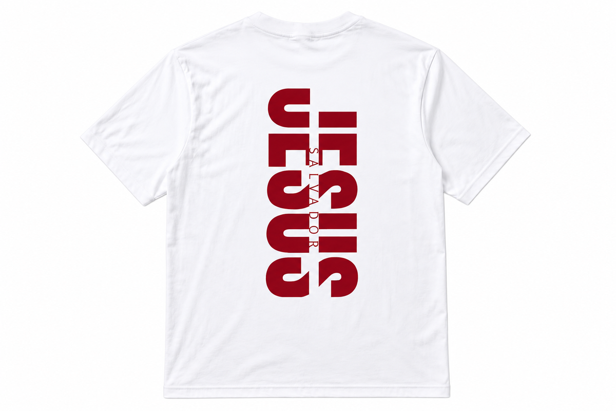 Camiseta Jesús Salvador Blanca – Diseño Cristiano Trasero
