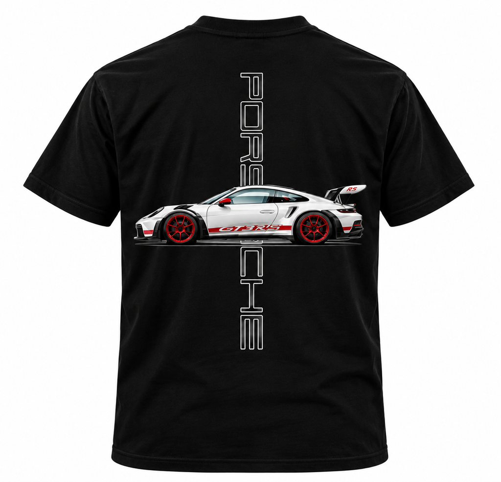 Camiseta Porsche 911 GT3 RS Negra – Diseño Automotriz
