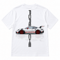 Camiseta Porsche GT3 RS Blanca – Diseño Trasero Automotriz