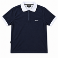Polo BOSS Azul Marino con Cuello Blanco – Manga Corta
