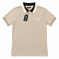 Polo BOSS Beige con Cuello Negro – Manga Corta