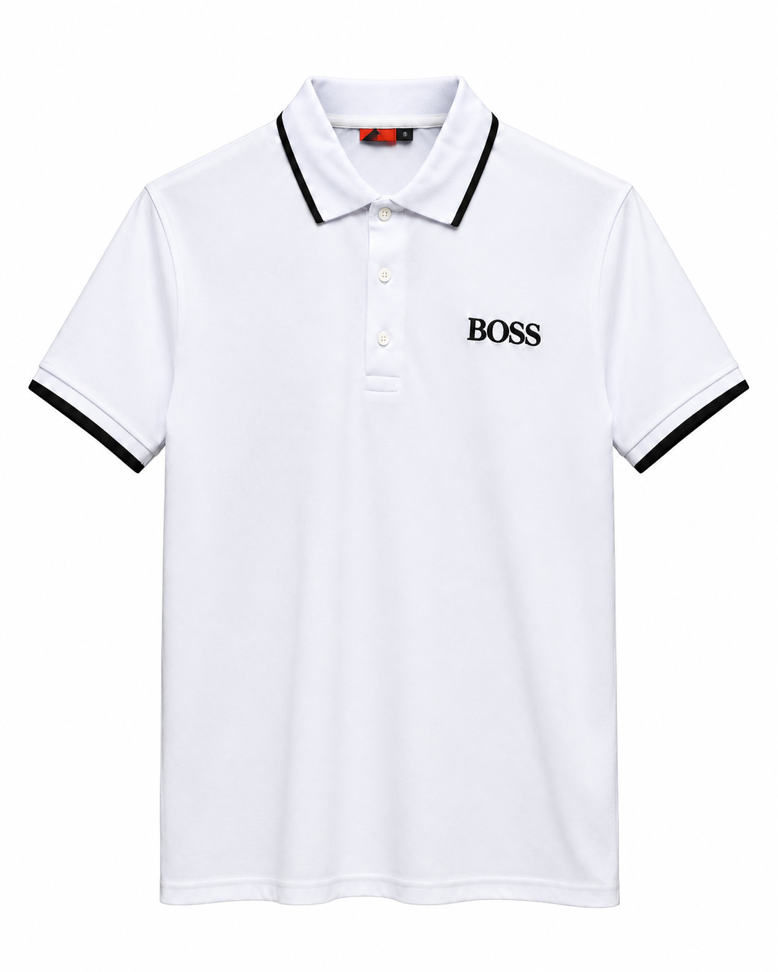 Polo BOSS Blanca con Detalles Negros – Manga Corta