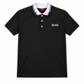 Polo BOSS Negra con Detalles Blancos y Grises – Manga Corta