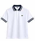 Polo Lacoste Blanca con Detalles Azul Marino – Manga Corta