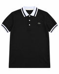 Polo Lacoste Negra con Detalles Blancos – Manga Corta